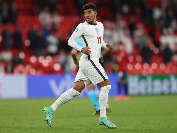 Jadon Sancho of England looks on during the UEFA Euro 2020 Championship Group D match between Czech Republic and England at Wembley Stadium on June...