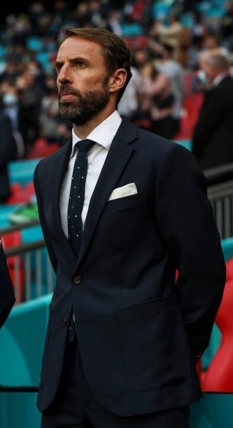 Gareth Southgate, Head Coach of England looks on prior to the UEFA Euro 2020 Championship Group D match between Czech Republic and England at Wembley...