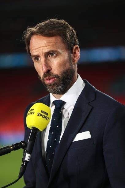Gareth Southgate, Head Coach of England speaks during a TV Interview following the UEFA Euro 2020 Championship Group D match between Czech Republic...