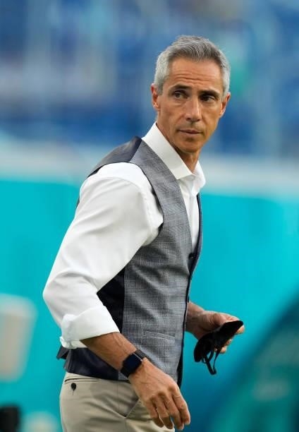 Paulo Sousa, Head Coach of Poland looks on prior to the UEFA Euro 2020 Championship Group E match between Sweden and Poland at Saint Petersburg...