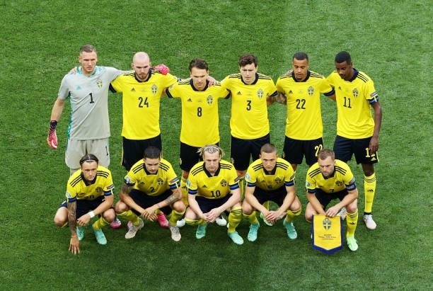 Players of Sweden pose for a team photo prior to the UEFA Euro 2020 Championship Group E match between Sweden and Poland at Saint Petersburg Stadium...