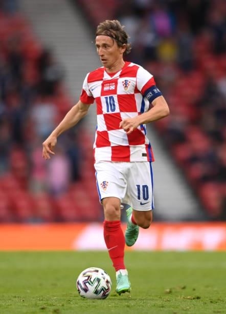 Croatia player Luka Modric in action during the UEFA Euro 2020 Championship Group D match between Croatia and Scotland at Hampden Park on June 22,...