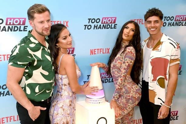 Robert Van Tromp, Christina Carmela, Emily Miller and Cam Holmes attend the "Too Hot To Handle