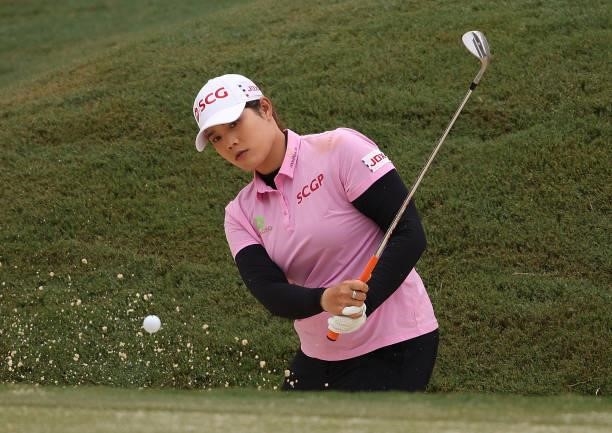 Ariya Jutanugarn of Thailand plays a shot on the 15th hole during a practice round for the KPMG Women's PGA Championship at Atlanta Athletic Club on...