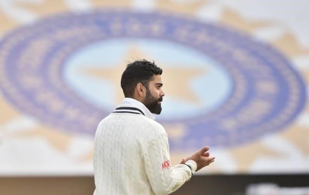 Virat Kohli of India look on after Day 6 of the ICC World Test Championship Final between India and New Zealand at The Hampshire Bowl on June 23,...