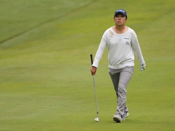 In Kyung Kim of South Korea walks the 14th hole during a practice round for the KPMG Women's PGA Championship at Atlanta Athletic Club on June 23,...