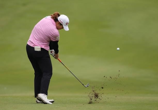 Ariya Jutanugarn of Thailand plays a shot on the 16th hole during a practice round for the KPMG Women's PGA Championship at Atlanta Athletic Club on...