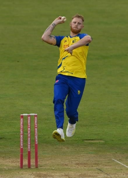 Durham bowler Ben Stokes in bowling action during the Vitality T20 Blast Match between Durham Cricket and Northamptonshire Steelbacks at Emirates...