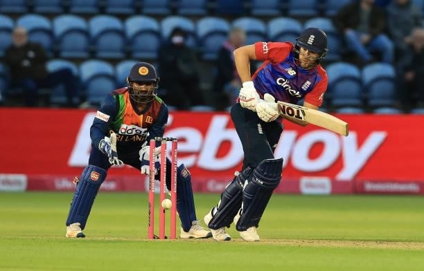 Dawid Malan of England plays the ball during the T20 International Series First T20 International match between England and Sri Lanka at Sophia...