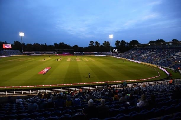 General view of play during the T20 International Series First T20I match between England and Sri Lanka at Sophia Gardens on June 23, 2021 in...