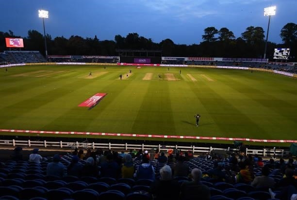 General view of play during the T20 International Series First T20I match between England and Sri Lanka at Sophia Gardens on June 23, 2021 in...