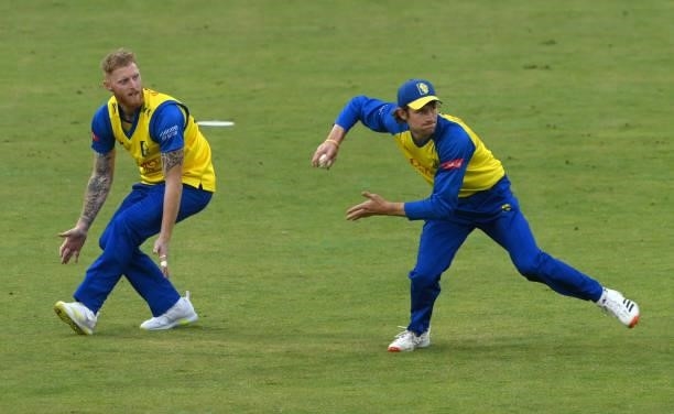 Durham fielders Ben Stokes and Cameron Bancroft in fielding action during the Vitality T20 Blast Match between Durham Cricket and Northamptonshire...