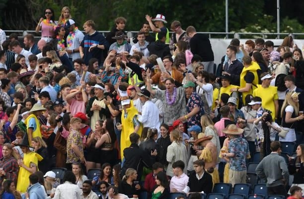 Young Cricket Fans enjoy themselves in the stand during the Vitality T20 Blast Match between Durham Cricket and Northamptonshire Steelbacks at...