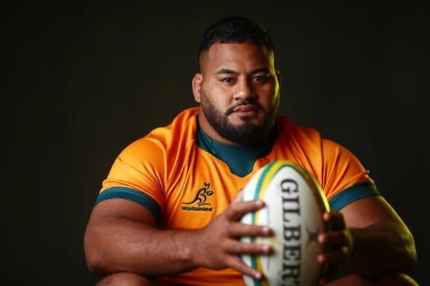 Taniela Tupou poses during the Australian Wallabies player portrait session at Event Cinemas Coomera on June 23, 2021 in Gold Coast, Australia.