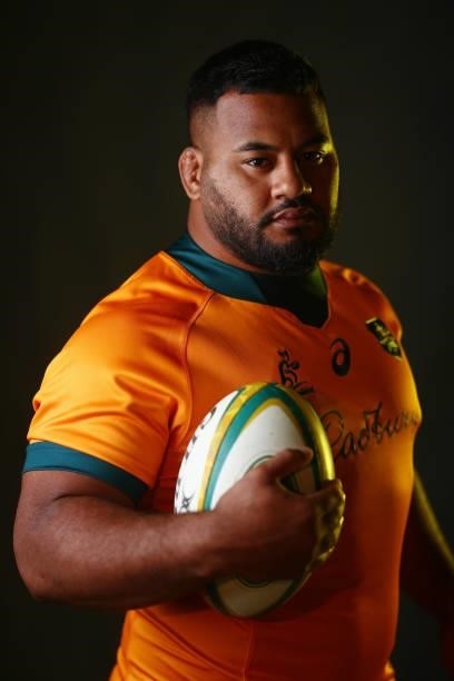 Taniela Tupou poses during the Australian Wallabies player portrait session at Event Cinemas Coomera on June 23, 2021 in Gold Coast, Australia.