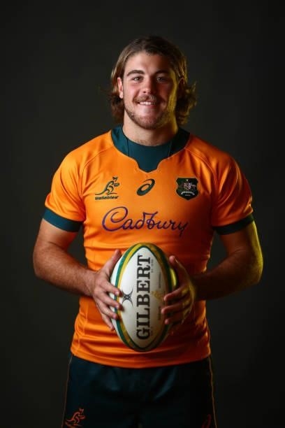 Fraser McReight poses during the Australian Wallabies player portrait session at Event Cinemas Coomera on June 23, 2021 in Gold Coast, Australia.