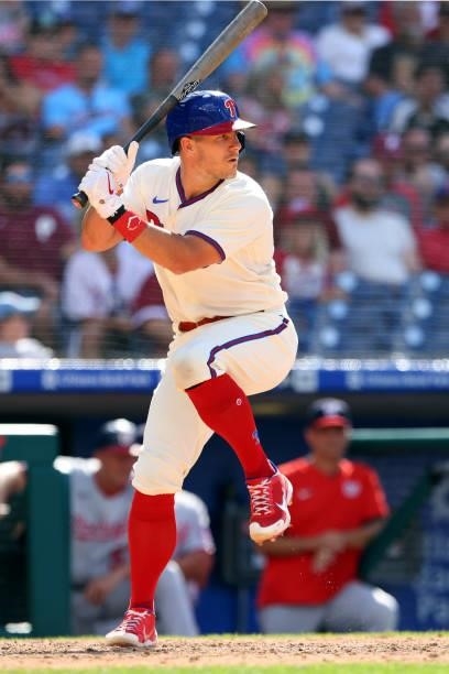 Realmuto of the Philadelphia Phillies in action against the Washington Nationals during a game at Citizens Bank Park on June 23, 2021 in...
