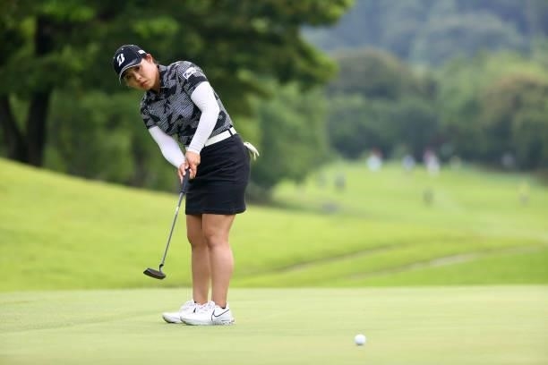 Akane Saeki of Japan attempts a putt on the 6th green during the first round of the Earth Mondamin Cup at Camellia Hills Country Club on June 24,...