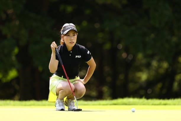 Ayako Kimura of Japan lines up a putt on the 6th green during the first round of the Earth Mondamin Cup at Camellia Hills Country Club on June 24,...