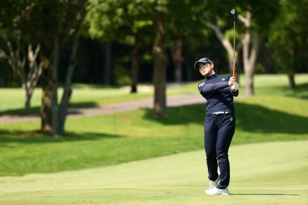 Aya Tamura of Japan hits her second shot on the 7th hole during the first round of the Earth Mondamin Cup at Camellia Hills Country Club on June 24,...