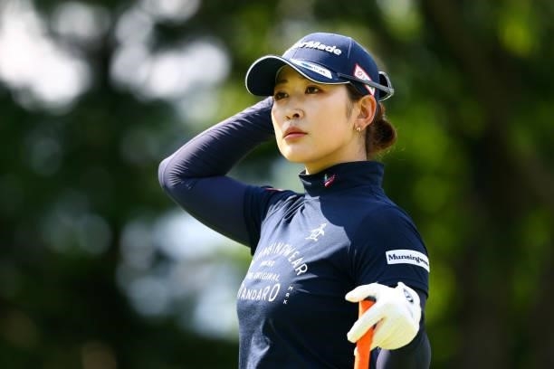 Aya Tamura of Japan is seen on the 8th tee during the first round of the Earth Mondamin Cup at Camellia Hills Country Club on June 24, 2021 in...