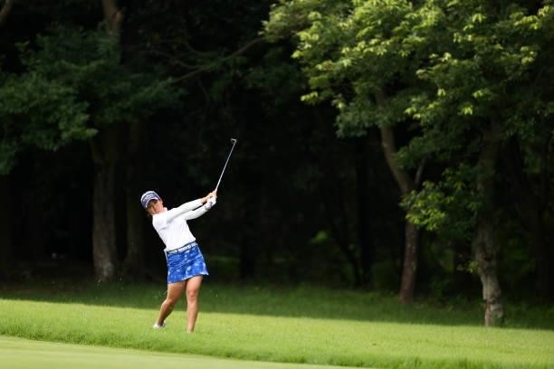 Sae Yamamura of Japan hits her second shot on the 8th hole during the first round of the Earth Mondamin Cup at Camellia Hills Country Club on June...