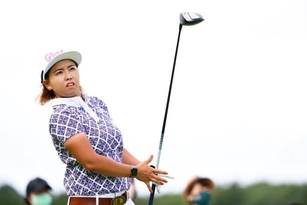 Nana Yamashiro of Japan hits her tee shot on the 8th hole during the first round of the Earth Mondamin Cup at Camellia Hills Country Club on June 24,...
