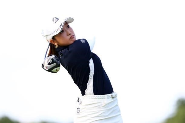 Yuna Takagi of Japan hits her tee shot on the 8th hole during the first round of the Earth Mondamin Cup at Camellia Hills Country Club on June 24,...