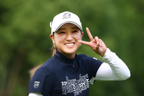 Yuna Takagi of Japan poses on the 8th hole during the first round of the Earth Mondamin Cup at Camellia Hills Country Club on June 24, 2021 in...
