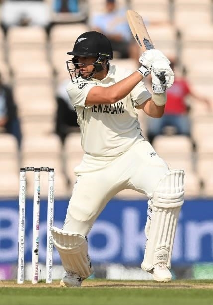 Ross Taylor of New Zealand bats during the ICC World Test Championship Final against India at The Hampshire Bowl on June 23, 2021 in Southampton,...