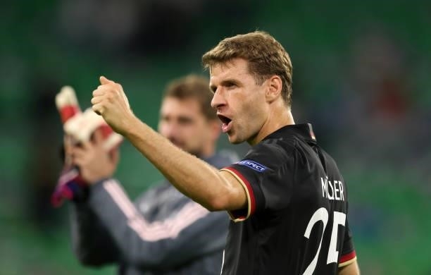 Thomas Mueller of germany reacts during the UEFA Euro 2020 Championship Group F match between Germany and Hungary at Allianz Arena on June 23, 2021...