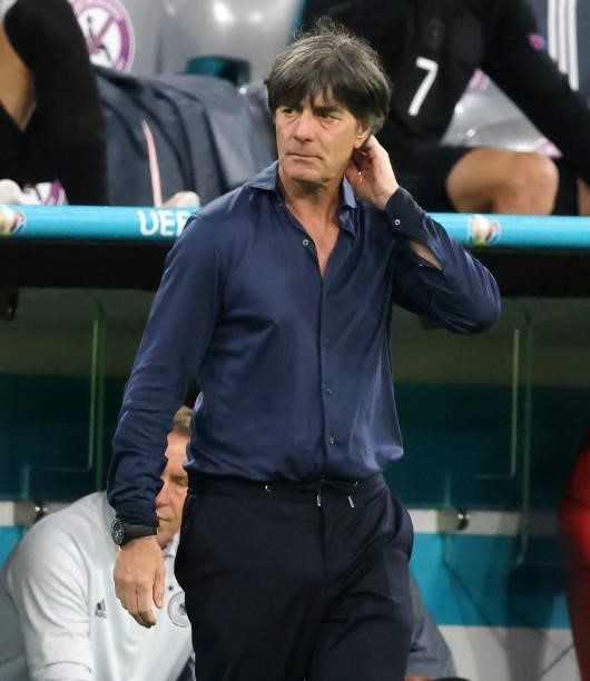 Head coach Joachim Jogi Loew of germany reacts from the sidleline during the UEFA Euro 2020 Championship Group F match between Germany and Hungary at...