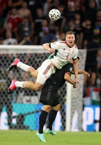 Kevin Volland of germany vies with Willi Orban of Hungary during the UEFA Euro 2020 Championship Group F match between Germany and Hungary at Allianz...