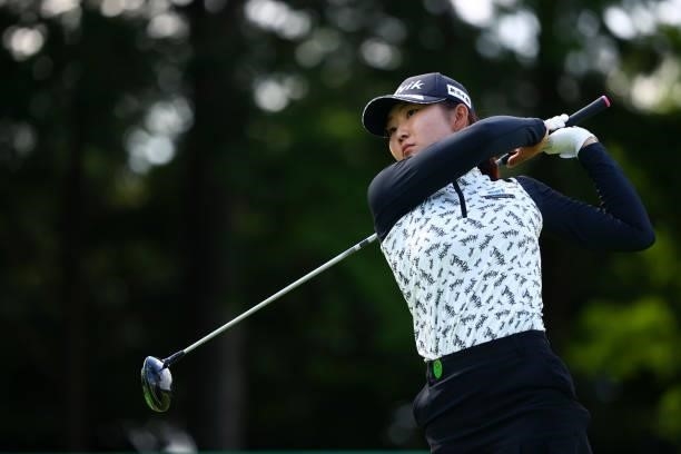 Rio Ishii of Japan hits her tee shot on the 8th hole during the first round of the Earth Mondamin Cup at Camellia Hills Country Club on June 24, 2021...