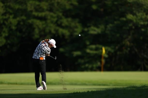Mika Miyazato of Japan hits her third shot on the 8th hole during the first round of the Earth Mondamin Cup at Camellia Hills Country Club on June...