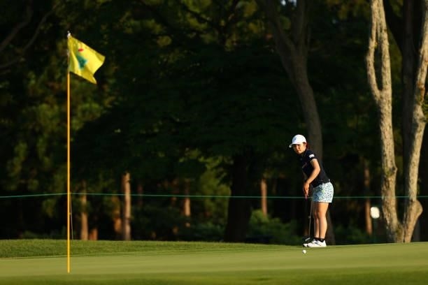Ayaka Furue of Japan attempts a putt on the 9th green during the first round of the Earth Mondamin Cup at Camellia Hills Country Club on June 24,...