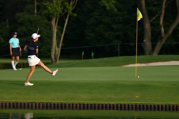 Risa Murata of Japan reacts after a putt on the 9th green during the first round of the Earth Mondamin Cup at Camellia Hills Country Club on June 24,...