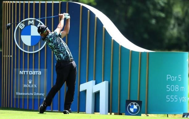 Pablo Larrazabal of Spain tees off on the 11th hole during the first round of The BMW International Open at Golfclub Munchen Eichenried on June 24,...
