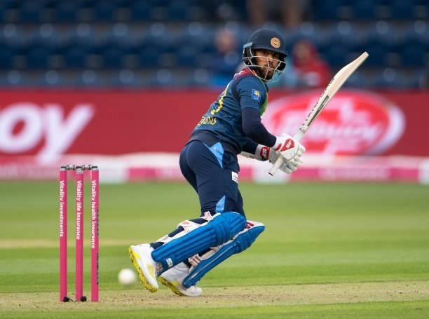 Kusal Mendis of Sri Lanka batting during the 1st T20I between England and Sri Lanka at Sophia Gardens on June 23, 2021 in Cardiff, Wales.
