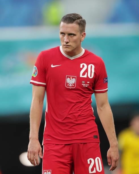 Piotr Zielinski of Poland reacts during the UEFA Euro 2020 Championship Group E match between Sweden and Poland at Saint Petersburg Stadium on June...
