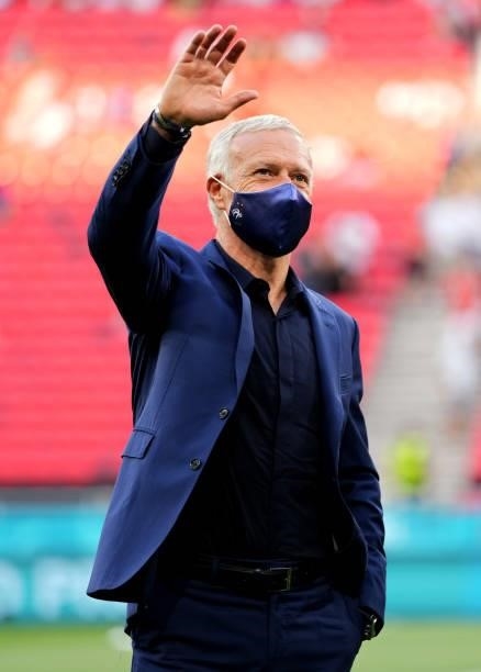 Didier Deschamps, Head coach of France waves fans prior to the UEFA Euro 2020 Championship Group F match between Portugal and France at Puskas Arena...