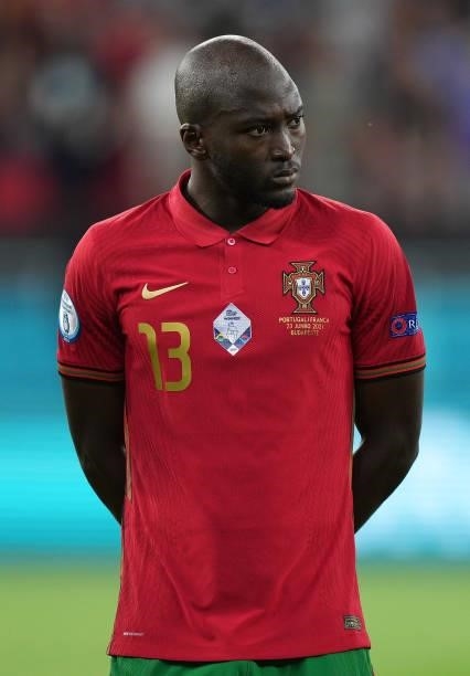 Danilo of Portugal looks on prior to the UEFA Euro 2020 Championship Group F match between Portugal and France at Puskas Arena on June 23, 2021 in...