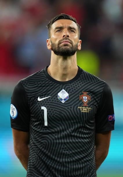 Rui Patricio of Portugal looks on prior to the UEFA Euro 2020 Championship Group F match between Portugal and France at Puskas Arena on June 23, 2021...