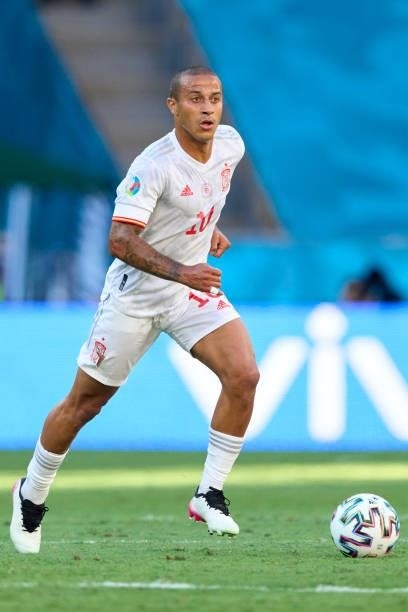 Thiago Alcantara of Spain in action during the UEFA Euro 2020 Championship Group E match between Slovakia and Spain at Estadio La Cartuja on June 23,...
