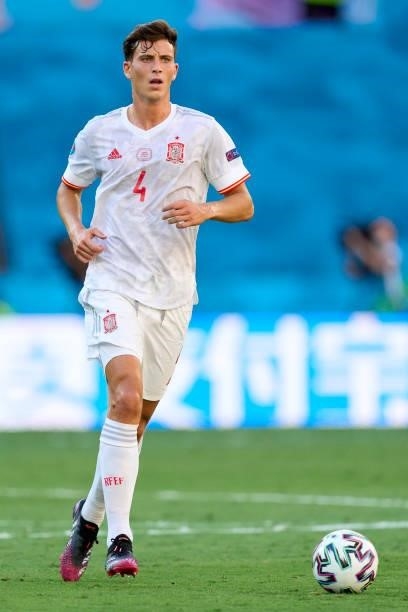 Pau Torres of Spain in action during the UEFA Euro 2020 Championship Group E match between Slovakia and Spain at Estadio La Cartuja on June 23, 2021...