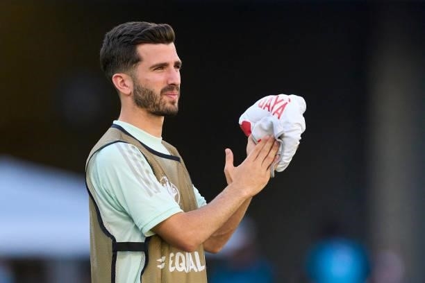 Jose Luis Gaya of Spain salutes the fans during the UEFA Euro 2020 Championship Group E match between Slovakia and Spain at Estadio La Cartuja on...