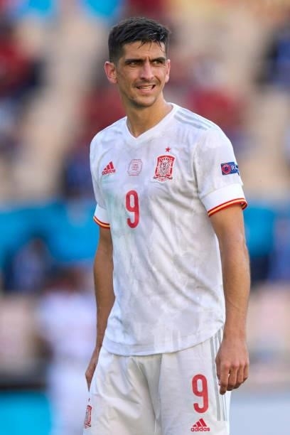 Gerard Moreno of Spain looks on during the UEFA Euro 2020 Championship Group E match between Slovakia and Spain at Estadio La Cartuja on June 23,...