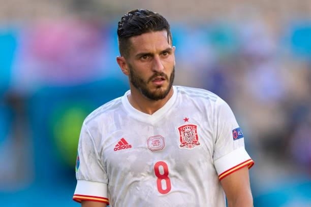 Koke of Spain looks on during the UEFA Euro 2020 Championship Group E match between Slovakia and Spain at Estadio La Cartuja on June 23, 2021 in...