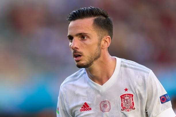 Pablo Sarabia of Spain looks on during the UEFA Euro 2020 Championship Group E match between Slovakia and Spain at Estadio La Cartuja on June 23,...