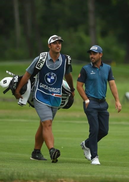Sebastian Garcia Rodriguez of Spain walks down the 13th hole during the first round of The BMW International Open at Golfclub Munchen Eichenried on...